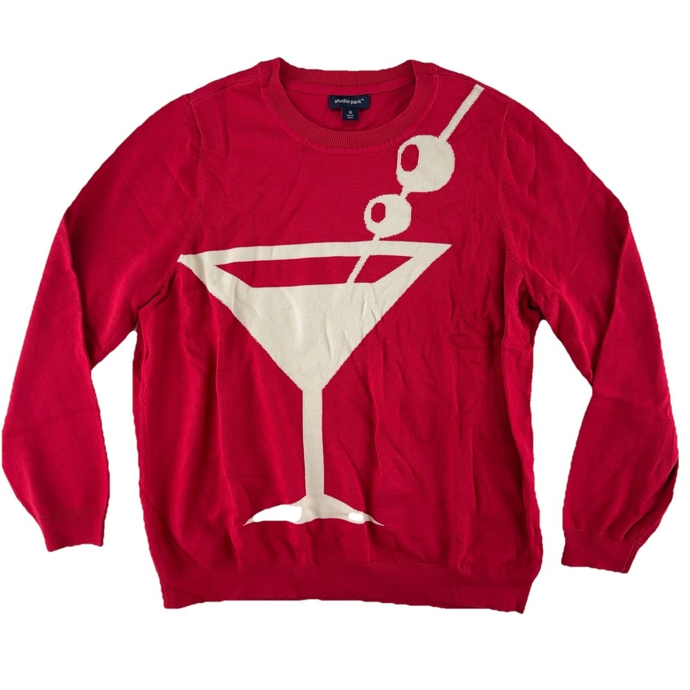 Studio Park X Alberti Popaj Martini Icon Sweater Womens XL Red